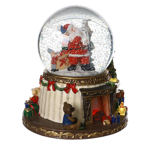 Sfera di vetro Babbo Natale neve caminetto led 20x15x15 cm 4