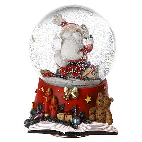 Glass snow globe Santa Claus book music box 15x10x10 cm