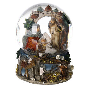 Snow globe with Nativity, ox and donkey, 20x15x15 cm