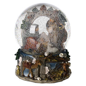 Glass Nativity snow globe donkey ox 20x15x15 cm
