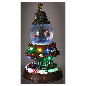 Snow globe with Christmas tree and animated train 35x20x20 cm