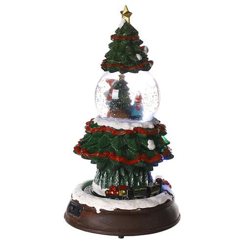 Snow globe with Christmas tree and animated train 35x20x20 cm 5