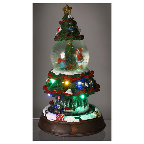 Glass ball tree train track lights 35x20x20 cm 4