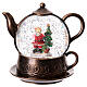 Snow globe, Santa Claus in a tea pot, 8x8x6 in s1