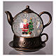 Snow globe, Santa Claus in a tea pot, 8x8x6 in s2