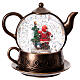 Snow globe, Santa Claus in a tea pot, 8x8x6 in s6