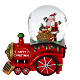 Schneekugel, Zug und Weihnachtsmann mit Geschenkesack, 15x15x10 cm s1