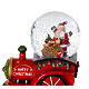 Schneekugel, Zug und Weihnachtsmann mit Geschenkesack, 15x15x10 cm s3