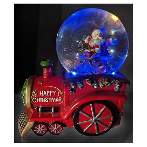 Train snow globe with Santa Claus 15x15x10 cm 2