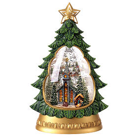 Schneekugel in Form eines Weihnachtsbaums mit Geburt Christi – 30 × 20 × 10 cm