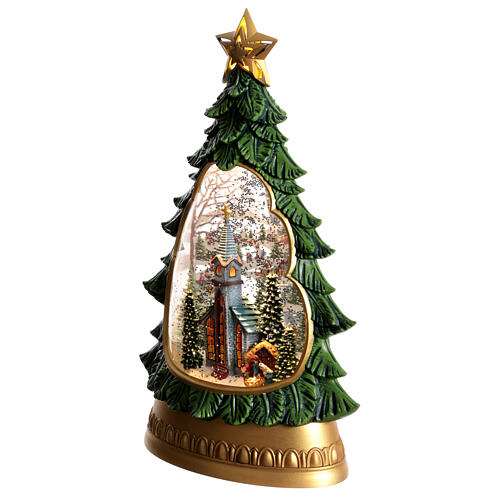 Schneekugel in Form eines Weihnachtsbaums mit Geburt Christi – 30 × 20 × 10 cm 4