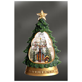 Christmas tree snow globe with Nativity Scene, 12x8x4 in