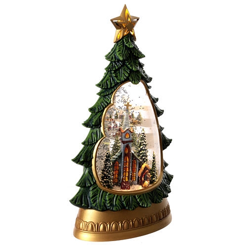 Christmas tree snow globe with Nativity Scene, 12x8x4 in 5