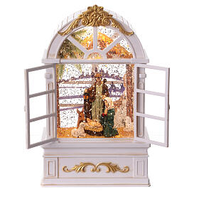 Window snow globe with Nativity Scene, 10x6x4 in