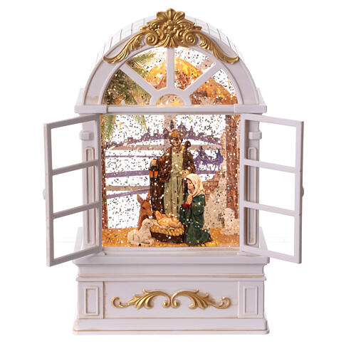 Window snow globe with Nativity Scene, 10x6x4 in 1