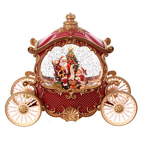 Carrosse boule à neige avec Père Noël 20x25x10 cm
