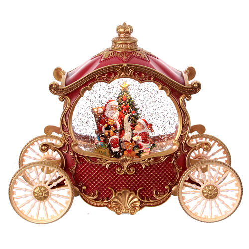 Carrosse boule à neige avec Père Noël 20x25x10 cm 1