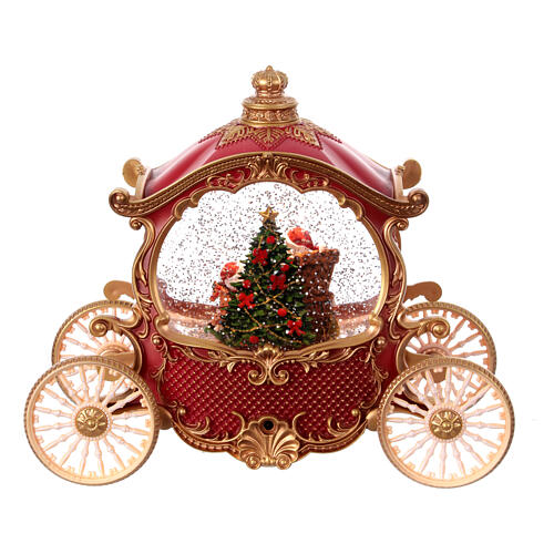 Carrosse boule à neige avec Père Noël 20x25x10 cm 6