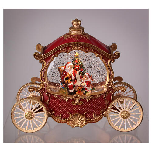 Carrozza palla di vetro con Babbo Natale 20x25x10 cm 2
