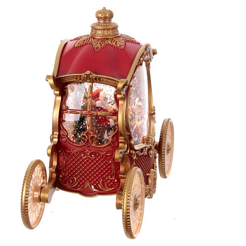 Carrozza palla di vetro con Babbo Natale 20x25x10 cm 5
