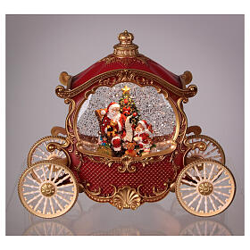 Glass snow globe Santa carriage 20x25x10 cm