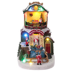 Winterszene, Spielzeugladen mit Bewegung, LED-Beleuchtung und Musik – 25×20×15 cm