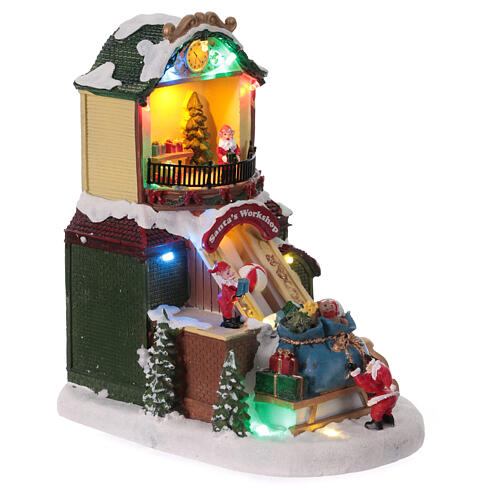 Winterszene, Spielzeugladen mit Bewegung, LED-Beleuchtung und Musik – 25×20×15 cm 4