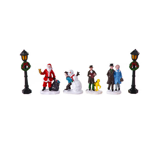 Christmas village set of 17 pieces with Santa Claus, 6x24x6 in 9
