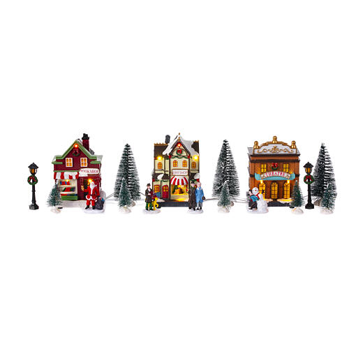 Set villaggio natalizio 17 pezzi Babbo Natale 15x60x15 cm 1