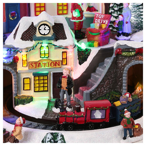 Christmas village set, toyshop with train in motion, 10x10x10 in 4
