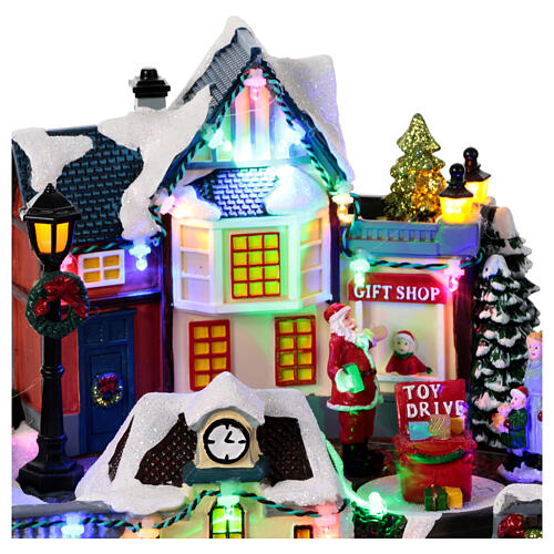Christmas village set, toyshop with train in motion, 10x10x10 in 6