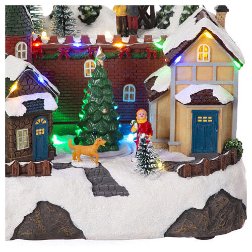 Christmas village setting with skiers and chairlift, 10x12x8 in 4