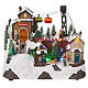 Christmas village setting with skiers and chairlift, 10x12x8 in s1
