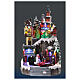 Christmas village set on two levels with train in motion, 14x8x8 in s2