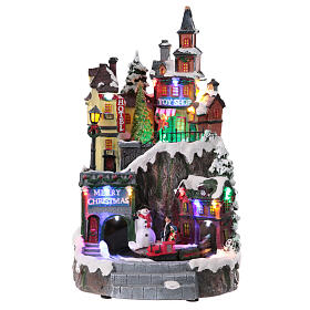 Wioska dwupoziomowa z ruchomym pociągiem, 35x20x20cm