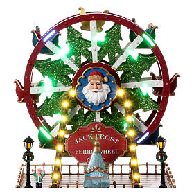 Weihnachtsmarkt-Szene mit Riesenrad, Beleuchtung, Bewegung und Musik, 35x30x20 cm