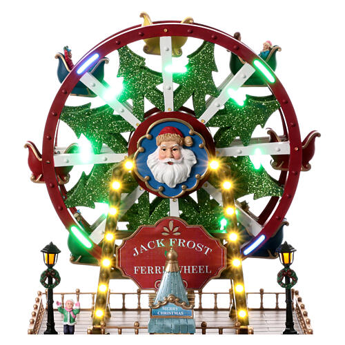 Weihnachtsmarkt-Szene mit Riesenrad, Beleuchtung, Bewegung und Musik, 35x30x20 cm 2