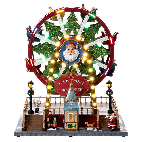 Weihnachtsmarkt-Szene mit Riesenrad, Beleuchtung, Bewegung und Musik, 35x30x20 cm 4