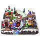 Christmas village set with train and car in motion, 12x16x10 in s1