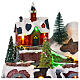 Christmas village set with train and car in motion, 12x16x10 in s7
