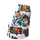 Christmas village set: mountain with train and ice skaters in motion, 18x12x14 in s4