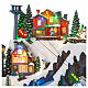 Christmas village set: mountain with train and ice skaters in motion, 18x12x14 in s5
