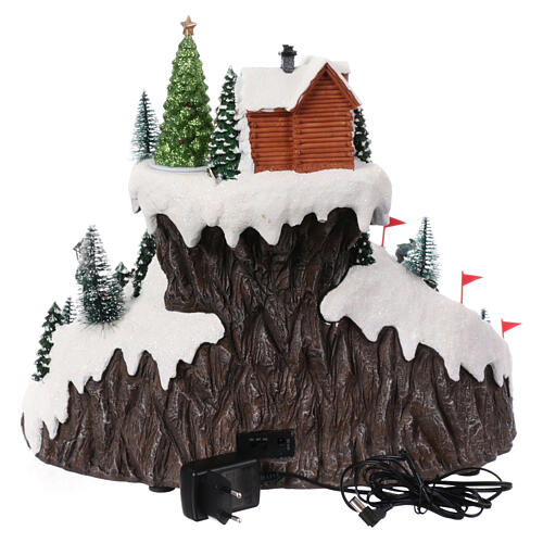 Christmas village on a mountain with train and animated ski slope, 14x16x12 in 8
