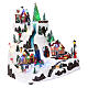 Christmas village on a mountain with train and animated ski slope, 14x16x12 in s5