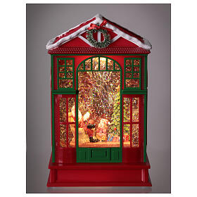 Palla di vetro a forma di casa con Babbo Natale 25x15x10 cm
