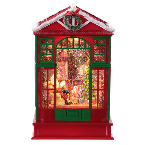 Palla di vetro a forma di casa con Babbo Natale 25x15x10 cm 1