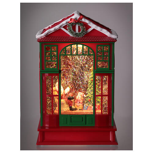 Palla di vetro a forma di casa con Babbo Natale 25x15x10 cm 2