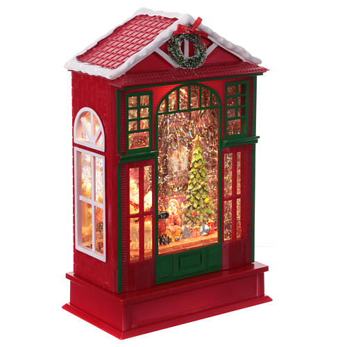 Palla di vetro a forma di casa con Babbo Natale 25x15x10 cm 3