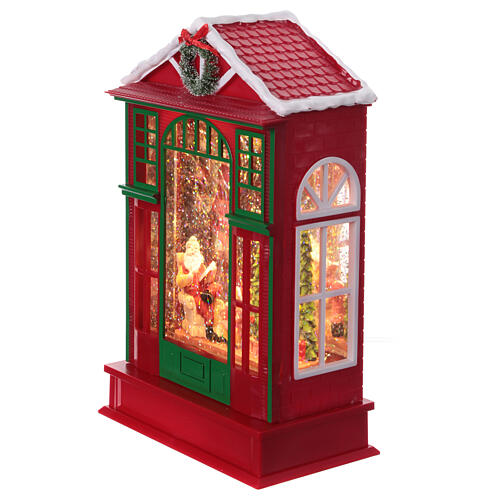 Palla di vetro a forma di casa con Babbo Natale 25x15x10 cm 4