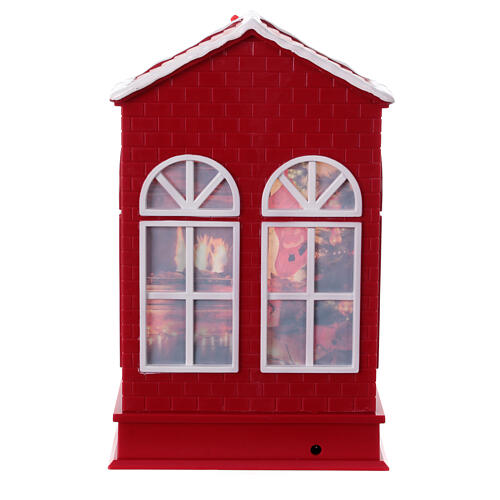 Palla di vetro a forma di casa con Babbo Natale 25x15x10 cm 5